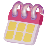 Minimal 3d calendar icon isolated background. Render of daily schedule planner. png