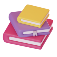 3d render Books icon and bookmark.Cartoon minimal style. png