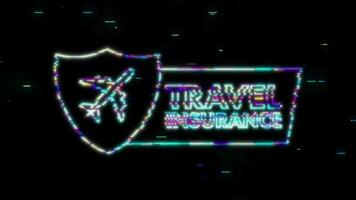 Travel insurance in Glitch style. motion graphic video