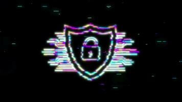 cyber veiligheid logo met schild en controleren markering. veiligheid schild. beweging grafiek. video