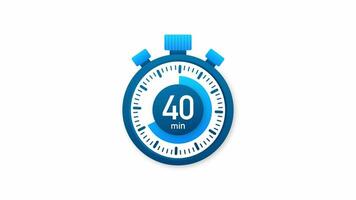 The 40 minutes, stopwatch icon. Stopwatch icon in flat style. Motion graphics. video