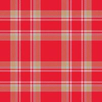 Plaid seamless pattern in red. Check fabric texture. Vector textile print.