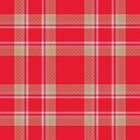 Plaid seamless pattern in red. Check fabric texture. Vector textile print.