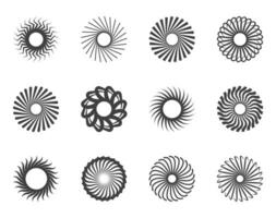 Spiral and swirl motion twisting circles design element set. vector