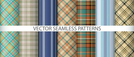 Set tartan seamless textile. Plaid texture vector. Background pattern check fabric. vector