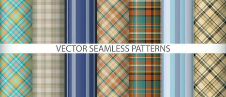 Set tartan seamless textile. Plaid texture vector. Background pattern check fabric. vector