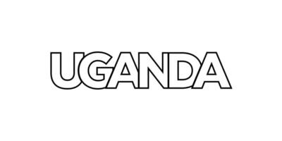 Uganda emblem. The design features a geometric style, vector illustration with bold typography in a modern font. The graphic slogan lettering.