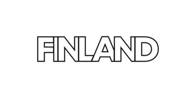 Finland emblem. The design features a geometric style, vector illustration with bold typography in a modern font. The graphic slogan lettering.