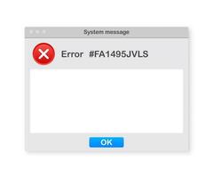 Vintage User Interface. Critical Error Warning Message. Vector stock illustration