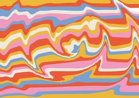 Psychedelic groovy retro background with colorful waves and organic ripple. Vector vintage flat illustration