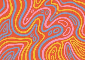 Psychedelic groovy horizontal background. Bold line retro wave wallpaper. Liquid flat Vector design illustration.