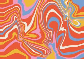 Abstract trippy background with with liquid flowing lines in vintage rainbow colors. Simple flat vector illustration.