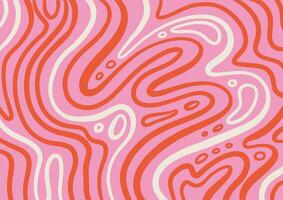Abstract horizontal groovy background with colorful waves. Trendy hand drawn vector illustration in style retro 60s, 70s. Pastel colors, simple flat.