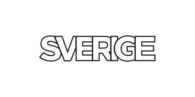 Sweden emblem. The design features a geometric style, vector illustration with bold typography in a modern font. The graphic slogan lettering.