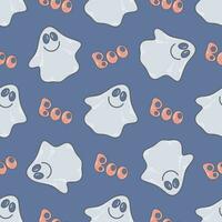 Cute ghost Halloween seamless pattern vector