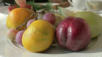 une fermer de une fruit assiette video