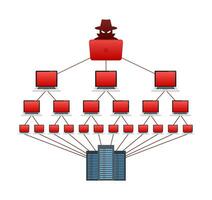 DDOS attack, hacker bomb. Denial of Service. Vector stock illustration