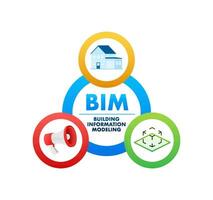 BIM   building information modeling. Software development. Industry construction. Vector illustration