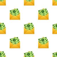 Some dollar bills in yellow envelope pattern. Send money concept. Vector illustration
