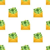 Some dollar bills in yellow envelope pattern. Send money concept. Vector illustration