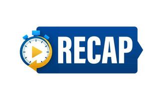 Recap, video play button replay. Watching on streaming. Vector stock illustration