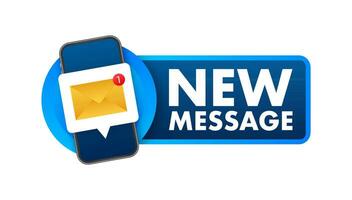 Email notification concept. New email on the smart phone screen. Vector stock illustration.