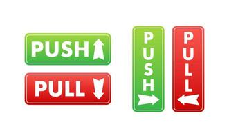 Pull push in flat style on white background. Vector design.