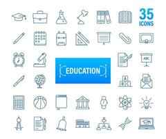 Set icon education for mobile app design. Online course line icon set. Online study, education. Vector stock illustration