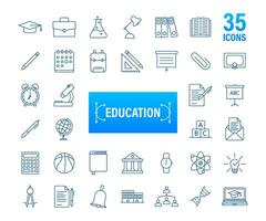 Set icon education for mobile app design. Online course line icon set. Online study, education. Vector stock illustration