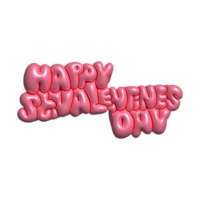 Happy Valentine's Day Romantic 3d rendering lettering. Realistic pink balloon festive decorative text. Raster png