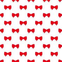 Shiny red satin ribbon pattern on white background. Vector stock illustration.