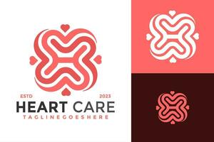 letra h corazón cuidado logo diseño vector símbolo icono ilustración