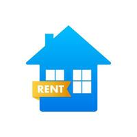For rent house, concept. Real estate agent holds the key from the home. Template for sale, rent home. Vector illustration