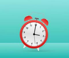 Alarm clock red wake up time. Vector illustration.