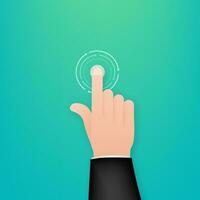 Click hand in flat style. Push touch screen. Hand cursor icon. Finger click icon. Vector stock illustration