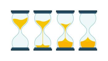 Hourglass Collection. Hourglass Timer Sand as Countdown. Vector stock illustration