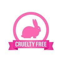 Cruelty free Pink banner. Vegan emblem. Packaging design. Natural product. Vector stock illustration