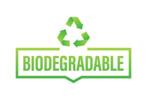 Biodegradable recyclable label. Bio recycling. Eco friendly product. Vector stock illustration