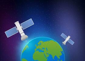 Artificial satellites orbiting the planet Earth. Artificial satellites orbiting the planet Earth, GPS. Vector stock illustration