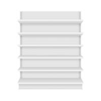 Empty store shelves isolated on background. Retail shelf art design. Vector stock illustration