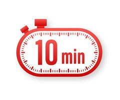 The 10 minutes, stopwatch vector icon. Stopwatch icon in flat style, timer on on color background. Vector illustration