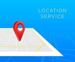 GPS navigator pointer on city map, from place to place. Vector stock illustration.