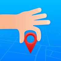 Map pointer in hand on white background. Vactor stock illustration vector
