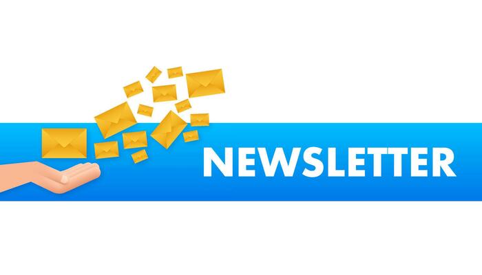 Envelope with a newsletter concept. Open message with the document. Subscribe to newsletter concept. Vector stock illustration.