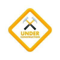 Under construction label. Border stripe web. Vector illustration