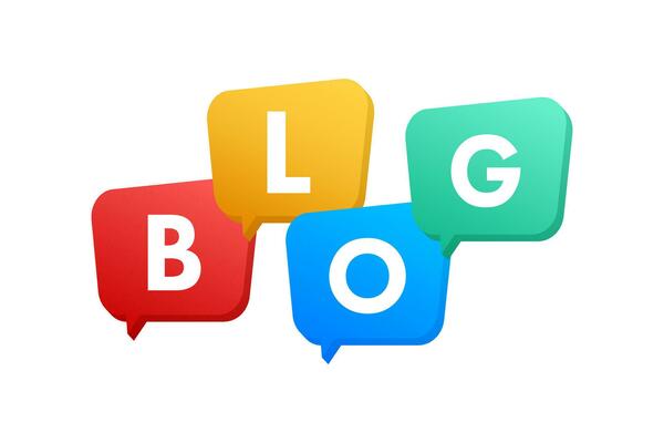 Blog bubble on white background. Internet technology. Vector logo. Communication technology