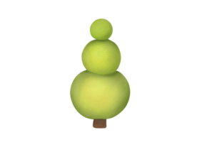 watercolor hand drawn Christmas tree cutout isolated on transparent background. Coniferous trees green happy New Year design. Simple pine-trees clip art. Winter holiday evergreen forest tree png