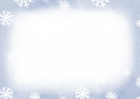 blanc coloré neige et flocons de neige à bas de bleu horizontal Noël Contexte. abstrait hiver illustration. Nouveau année fête conception carte avec vide copie espace. la glace cristaux Cadre png