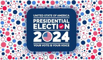 Presidential election 2024 background design template with USA flag. Vote in USA flag banner design. Election voting poster. president voting 2024. Political election 2024 campaign background. vector