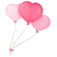 Watercolor pink Valentine balloons, for decoration invitation and greetings png